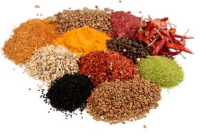 variety of spices in small piles